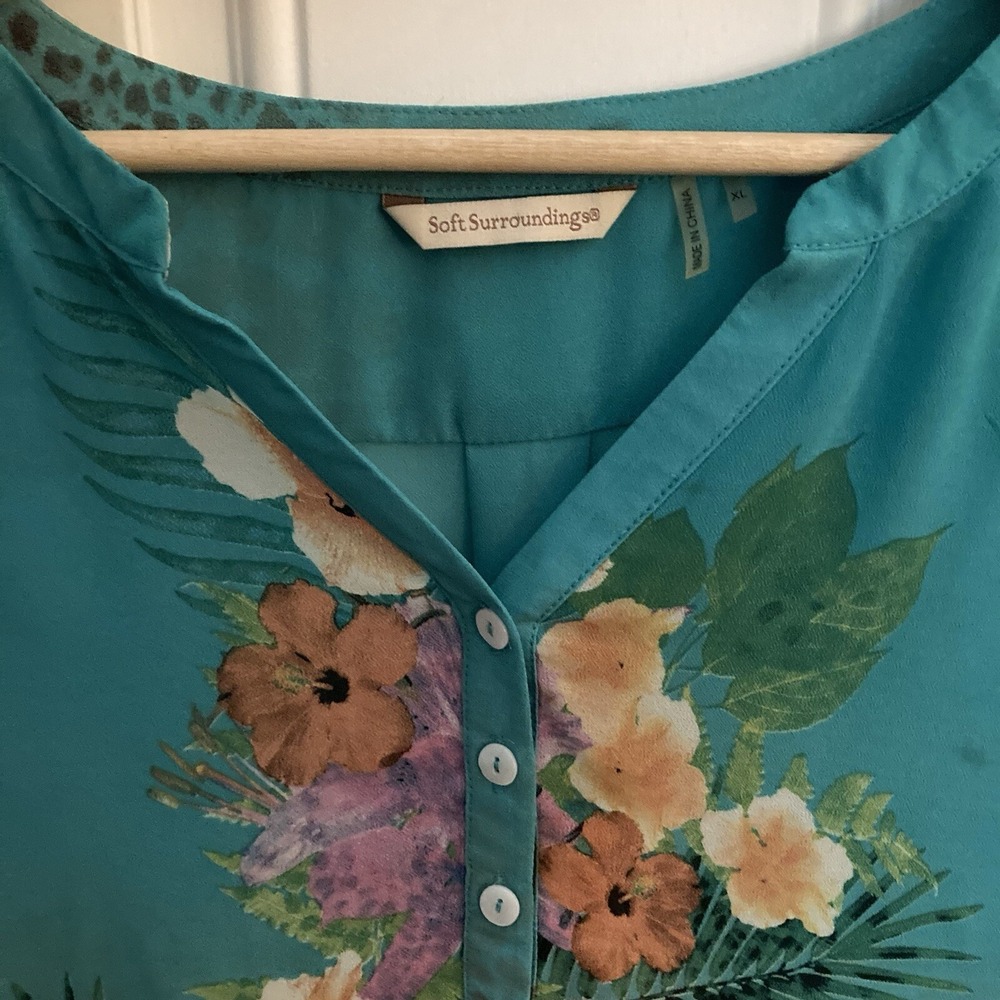 Soft Surroundings Sheer Floral Tunic Top Womens XL Beach Bathing Suit Cover Up - Picture 4 of 13